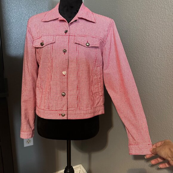 VTG Koret City Blues Petites Jacket Womens PM Red Gingham Check Western Retro - Picture 9 of 9